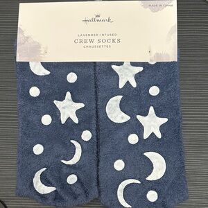 Hallmark Lavender Infused Blue Socks with White Celestial Design